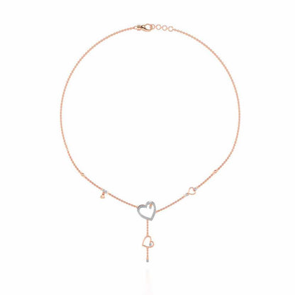 Winking Heart Silver Necklace - Rose Gold - Image 3