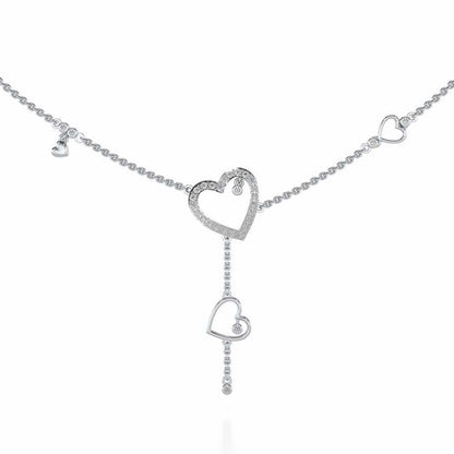 Winking Heart Silver Necklace - White Gold - Image 1