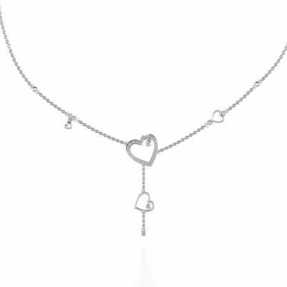 Winking Heart Silver Necklace - White Gold - Image 2