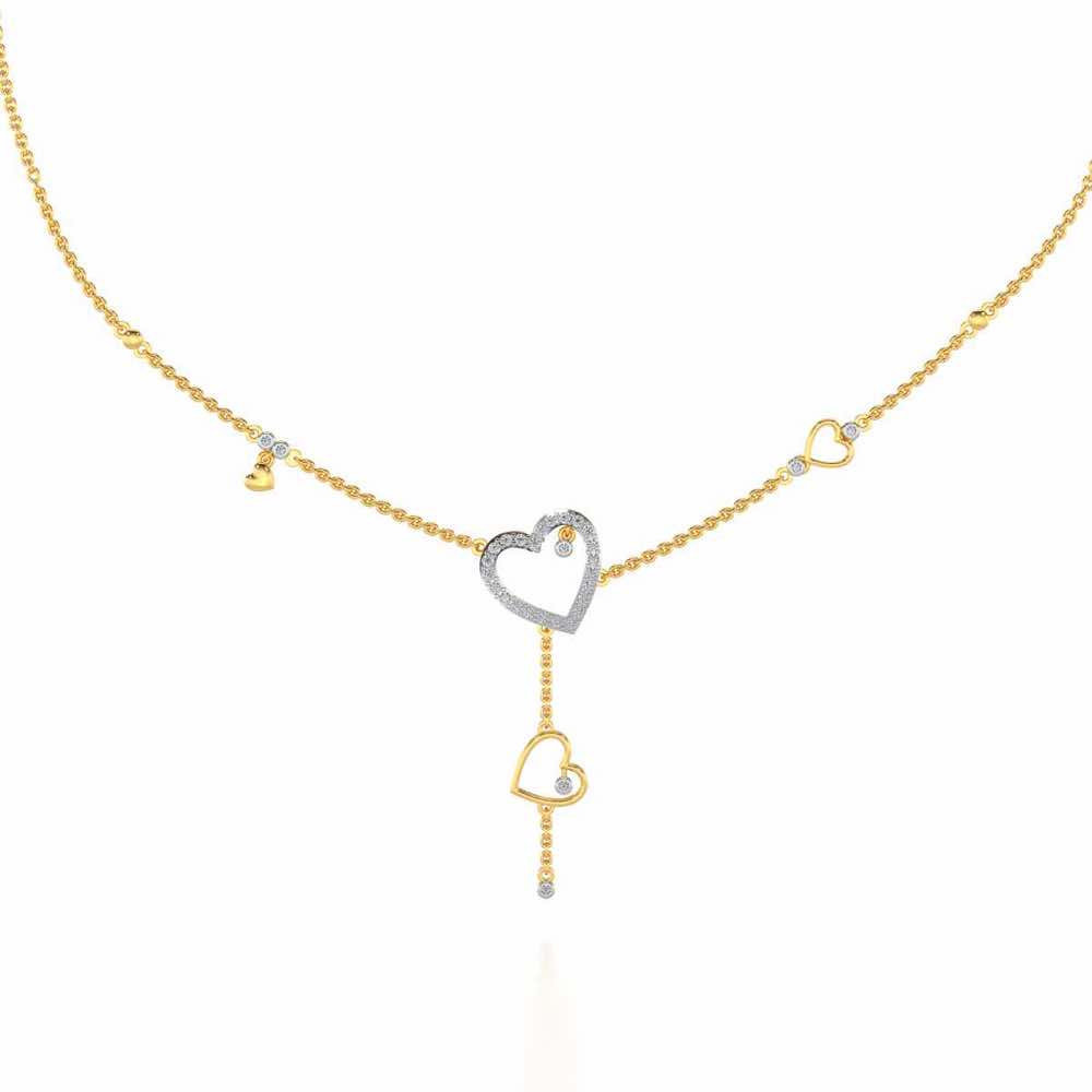 Winking Heart Silver Necklace - Yellow Gold - Image 2