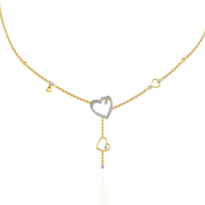 Winking Heart Silver Necklace - Yellow Gold - Image 2