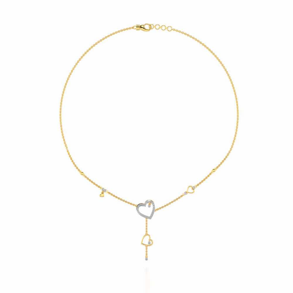 Winking Heart Silver Necklace - Yellow Gold - Image 3