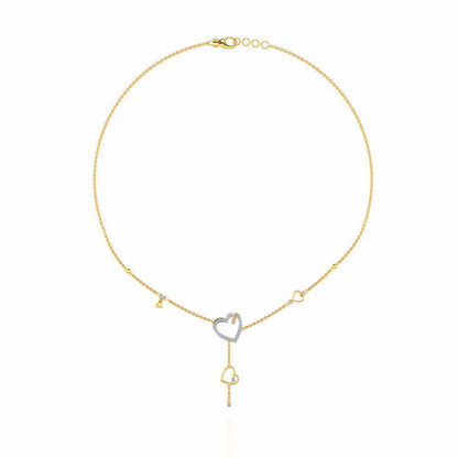 Winking Heart Silver Necklace - Yellow Gold - Image 3