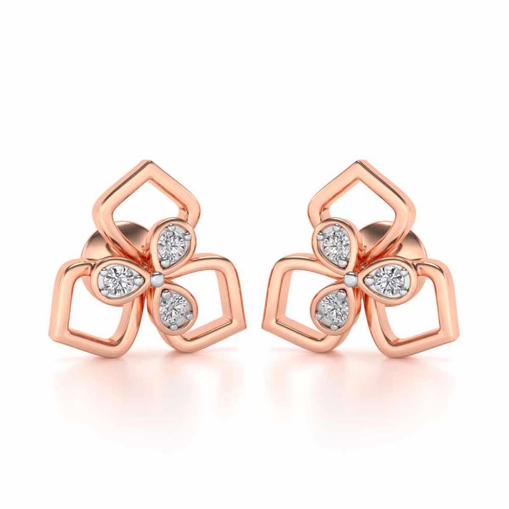 Wire Petals Silver Earrings - Rose Gold - Image 1