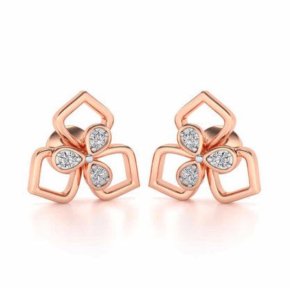 Wire Petals Silver Earrings - Rose Gold - Image 1
