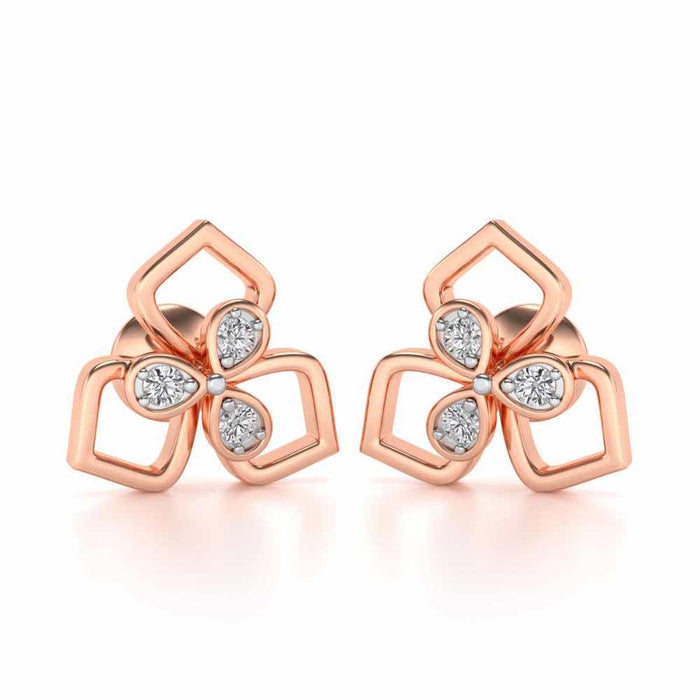 Wire Petals Silver Earrings - Rose Gold - Image 1