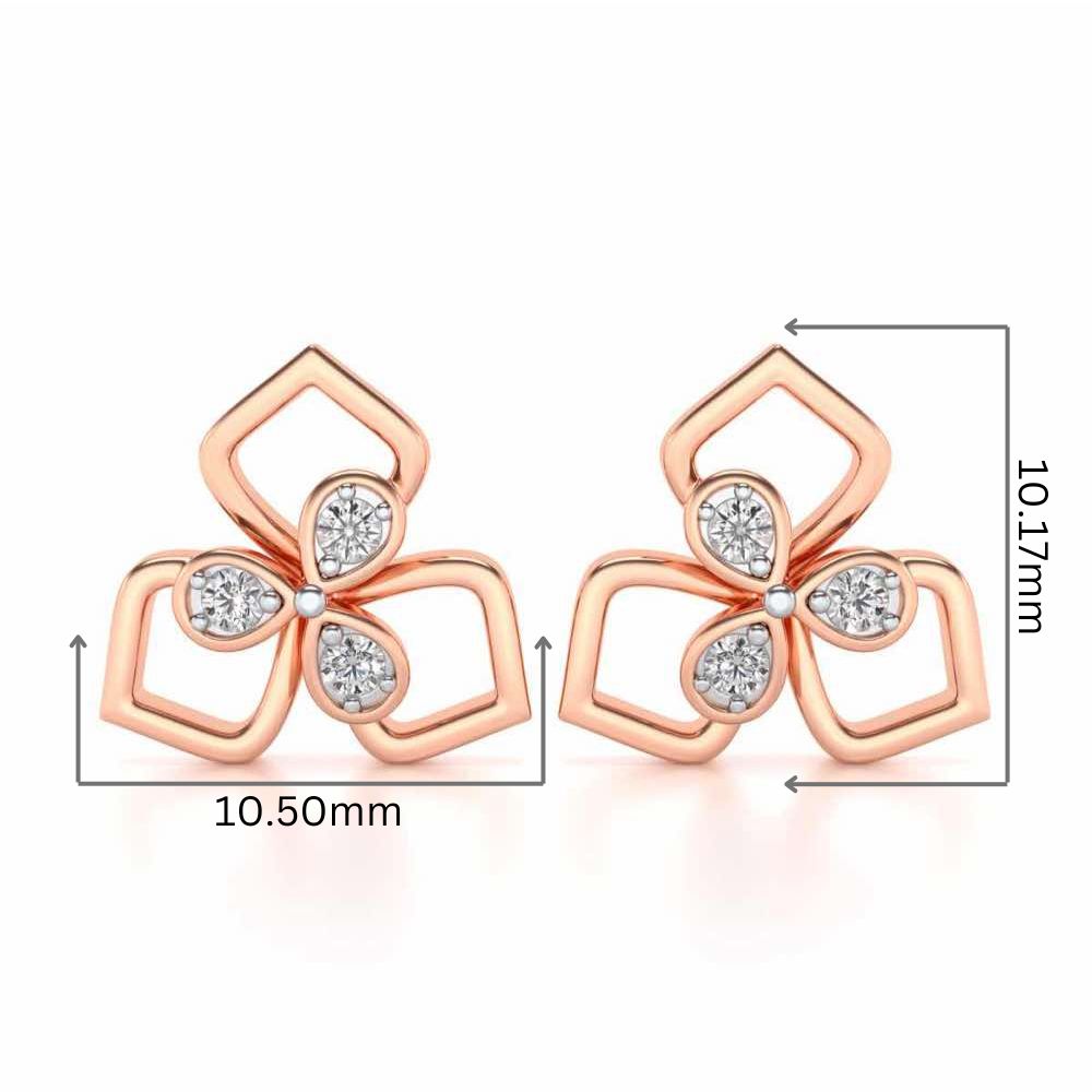 Wire Petals Silver Earrings - Rose Gold - Image 2