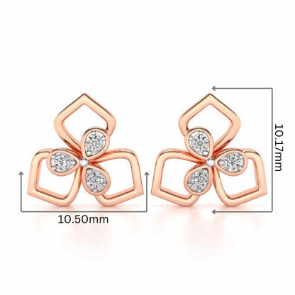 Wire Petals Silver Earrings - Rose Gold - Image 2