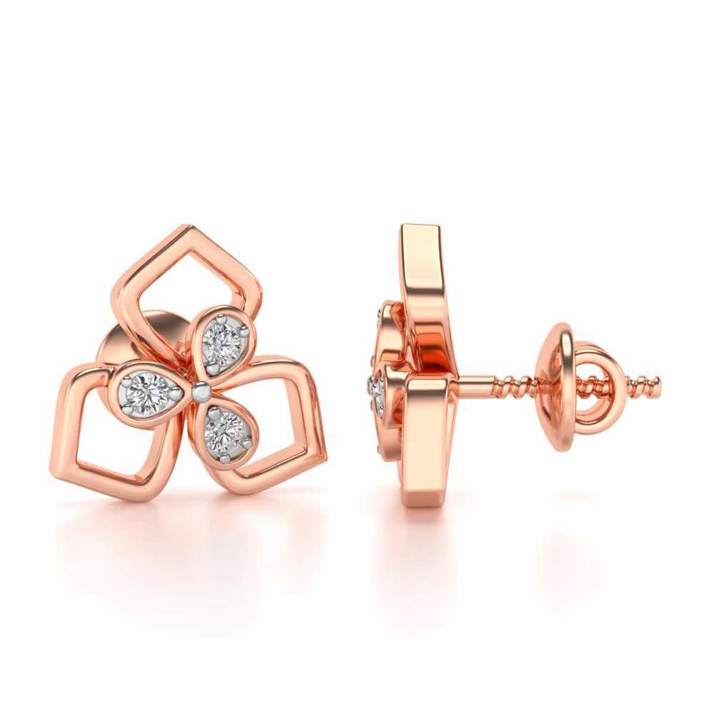 Wire Petals Silver Earrings - Rose Gold - Image 4
