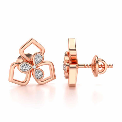 Wire Petals Silver Earrings - Rose Gold - Image 4