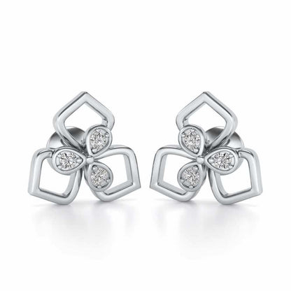 Wire Petals Silver Earrings - White Gold - Image 1