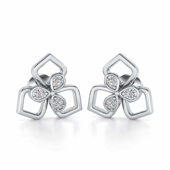 Wire Petals Silver Earrings - White Gold - Image 1