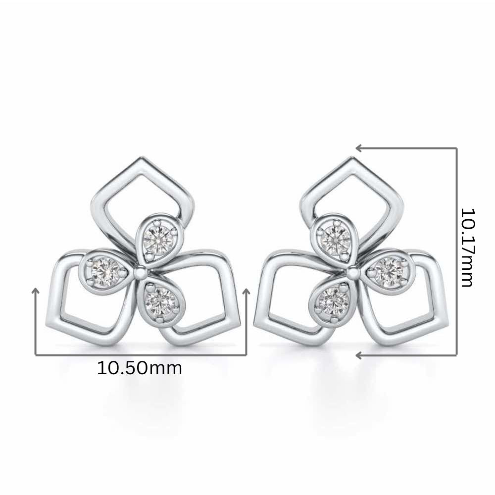 Wire Petals Silver Earrings - White Gold - Image 2