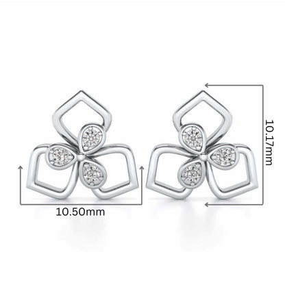 Wire Petals Silver Earrings - White Gold - Image 2