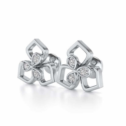 Wire Petals Silver Earrings - White Gold - Image 3