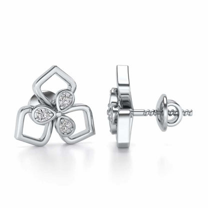 Wire Petals Silver Earrings - White Gold - Image 4