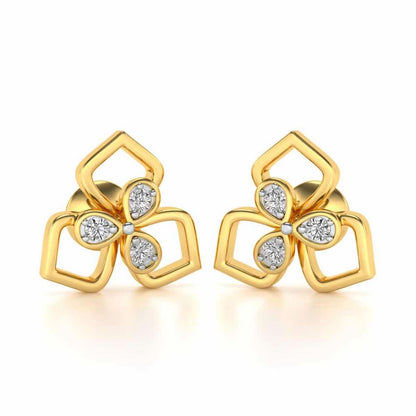 Wire Petals Silver Earrings - Yellow Gold - Image 1