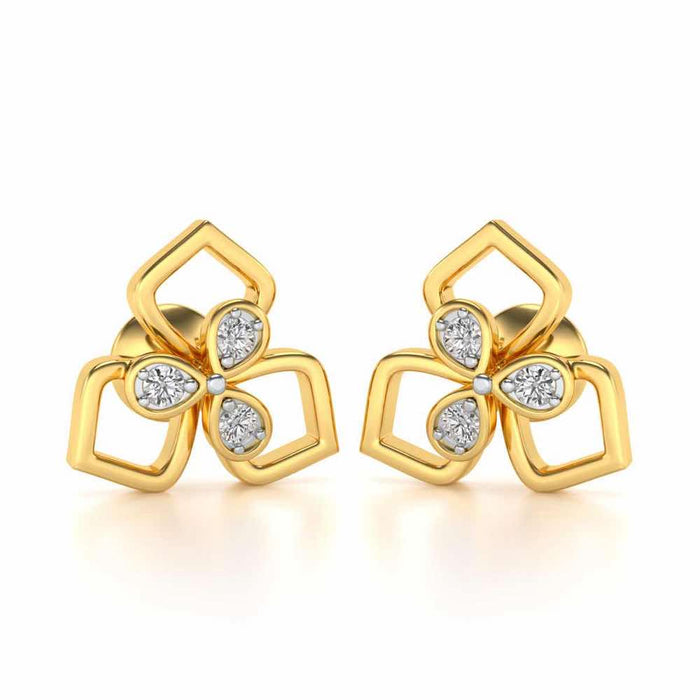 Wire Petals Silver Earrings - Yellow Gold - Image 1