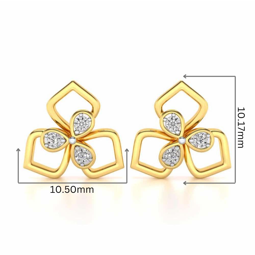 Wire Petals Silver Earrings - Yellow Gold - Image 2