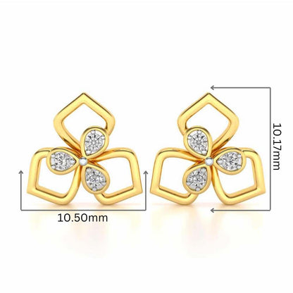 Wire Petals Silver Earrings - Yellow Gold - Image 2