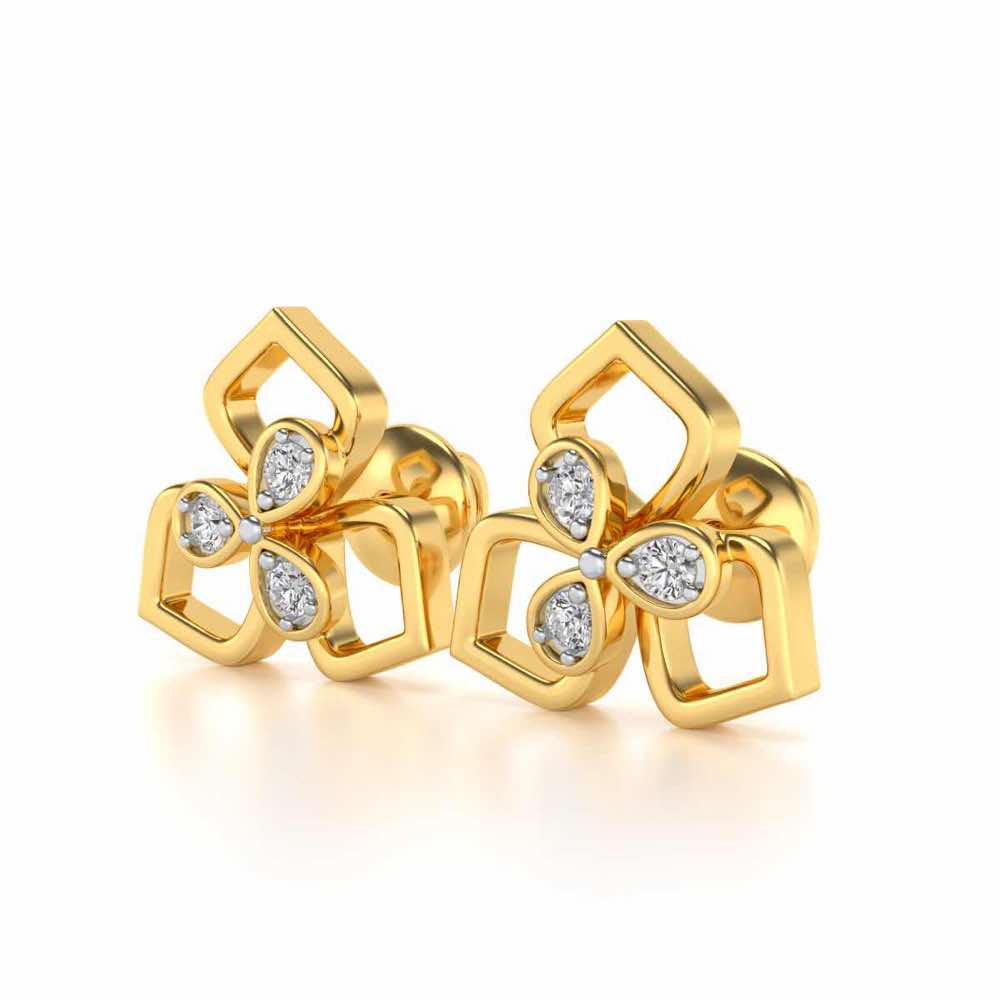 Wire Petals Silver Earrings - Yellow Gold - Image 3