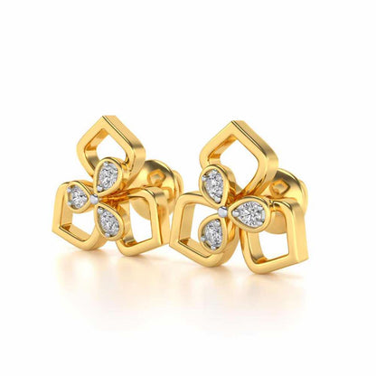 Wire Petals Silver Earrings - Yellow Gold - Image 3