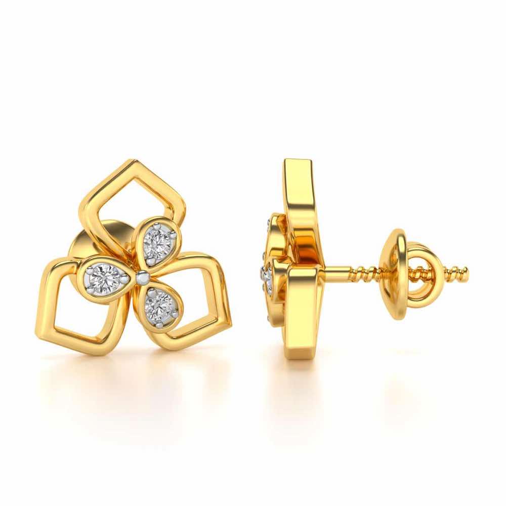 Wire Petals Silver Earrings - Yellow Gold - Image 4