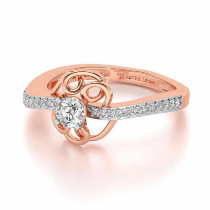 Wired Flora Solitaire Silver Ring - Rose Gold - Image 2