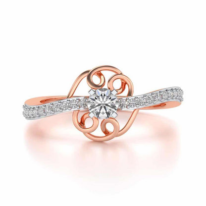 Wired Flora Solitaire Silver Ring - Rose Gold - Image 4
