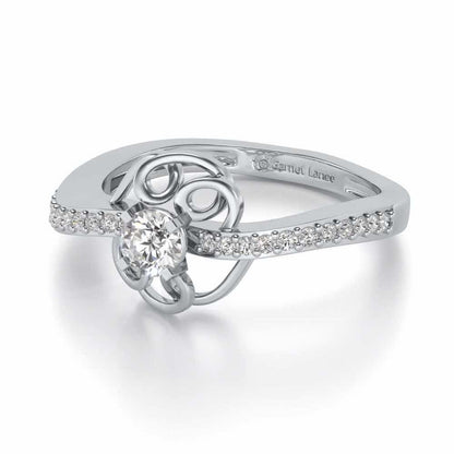Wired Flora Solitaire Silver Ring - White Gold - Image 2
