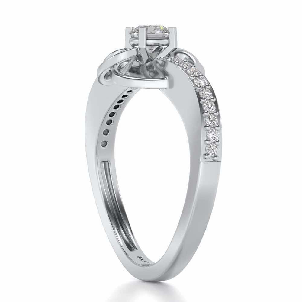 Wired Flora Solitaire Silver Ring - White Gold - Image 3