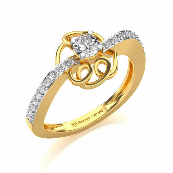 Wired Flora Solitaire Silver Ring - Yellow Gold - Image 1