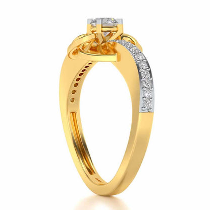 Wired Flora Solitaire Silver Ring - Yellow Gold - Image 3