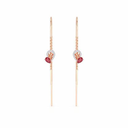 Wonder Lobe Silver Dangler Earrings - Rose Gold - Image 1