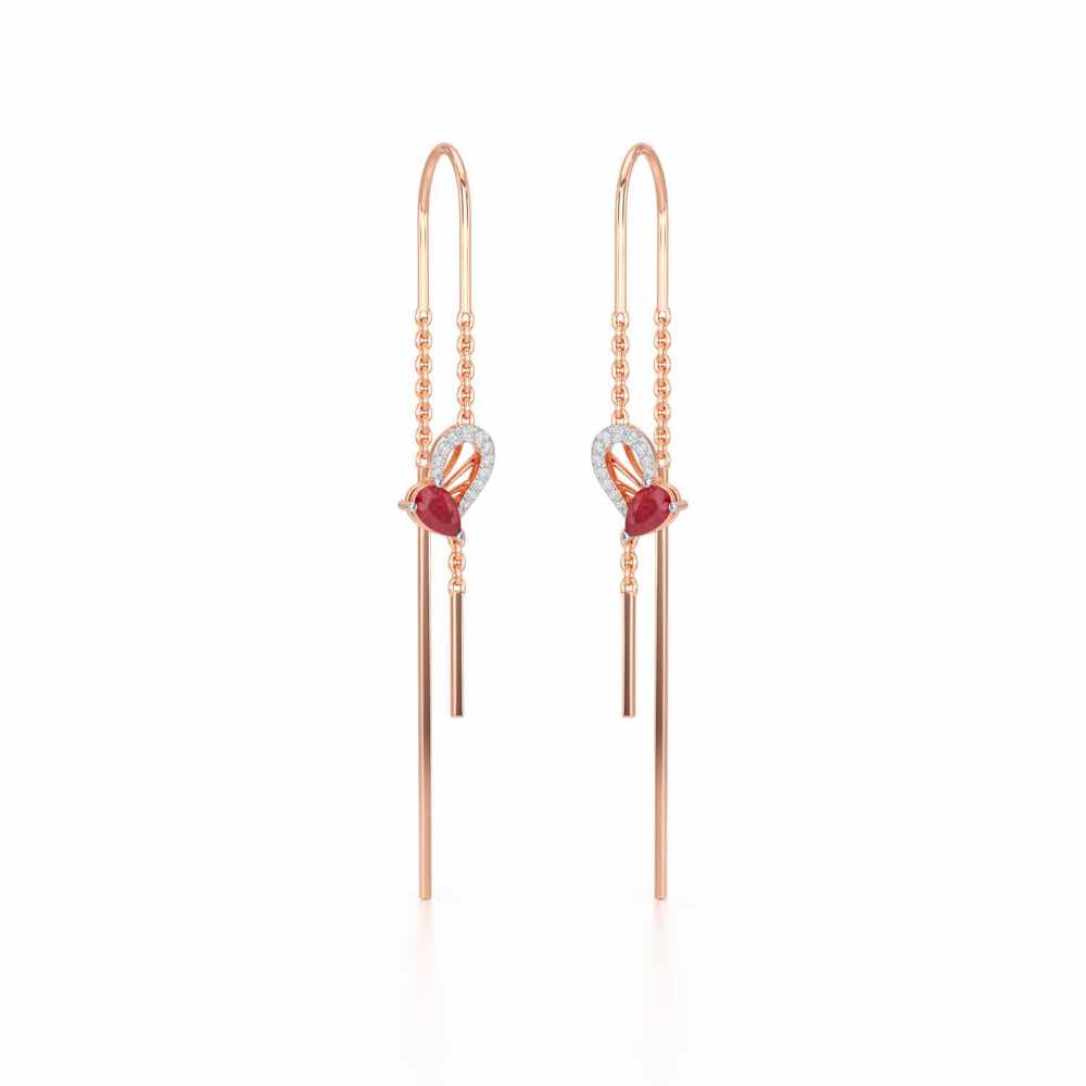 Wonder Lobe Silver Dangler Earrings - Rose Gold - Image 2