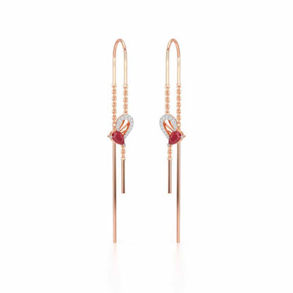 Wonder Lobe Silver Dangler Earrings - Rose Gold - Image 2