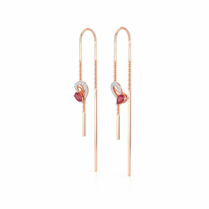 Wonder Lobe Silver Dangler Earrings - Rose Gold - Image 3
