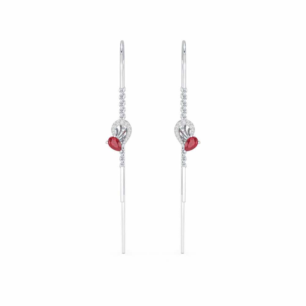 Wonder Lobe Silver Dangler Earrings - White Gold - Image 1