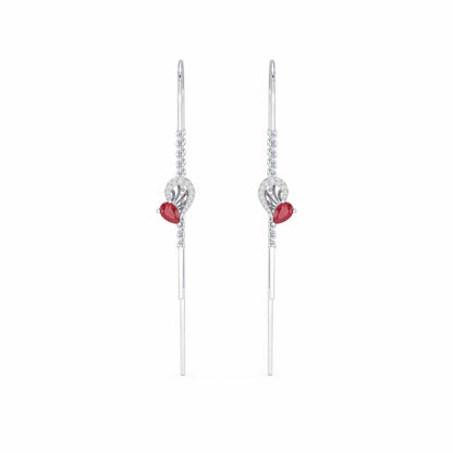 Wonder Lobe Silver Dangler Earrings - White Gold - Image 1