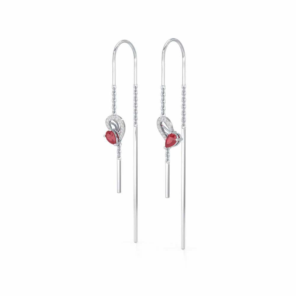 Wonder Lobe Silver Dangler Earrings - White Gold - Image 3