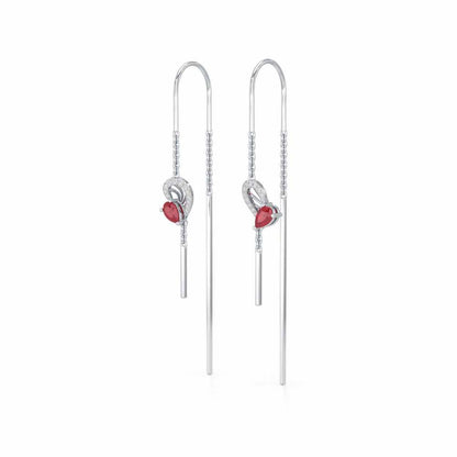 Wonder Lobe Silver Dangler Earrings - White Gold - Image 3