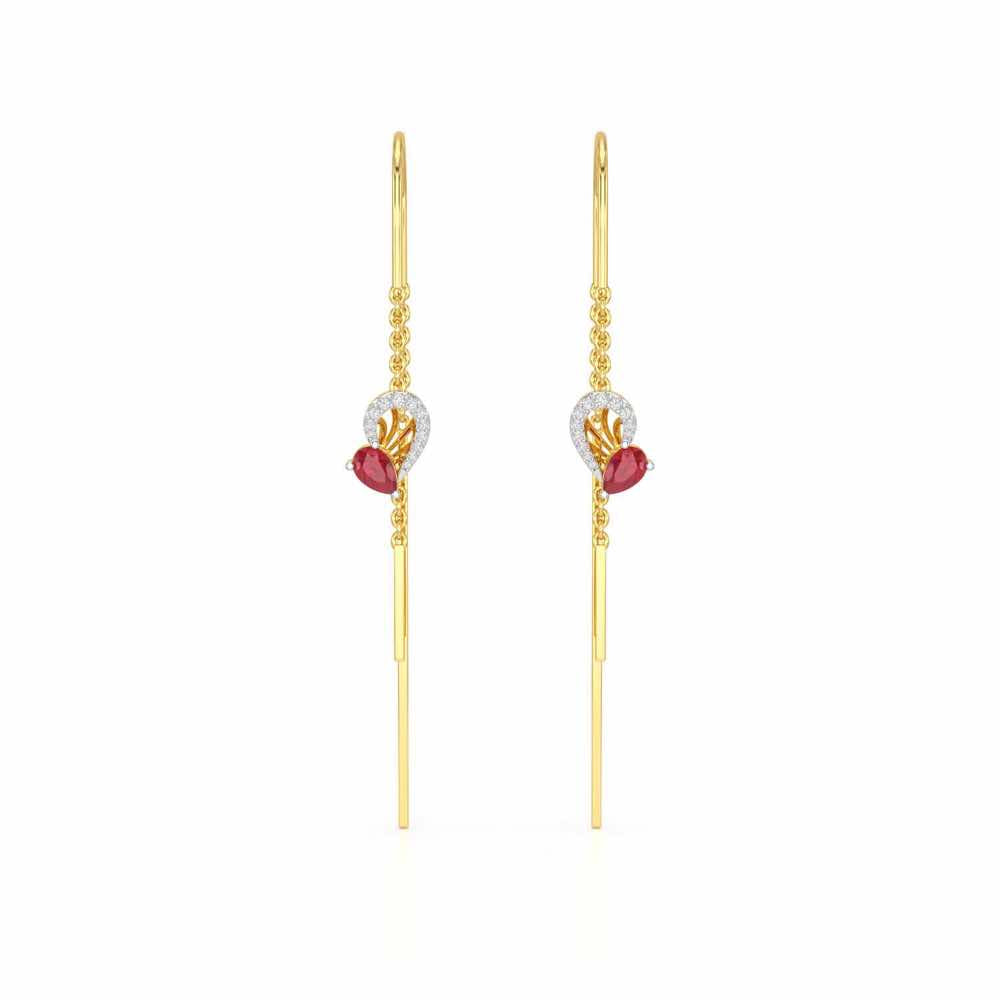 Wonder Lobe Silver Dangler Earrings - Yellow Gold - Image 1