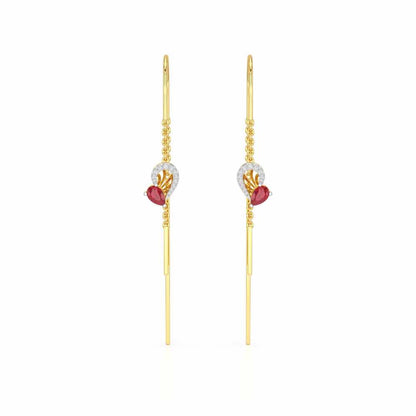 Wonder Lobe Silver Dangler Earrings - Yellow Gold - Image 1