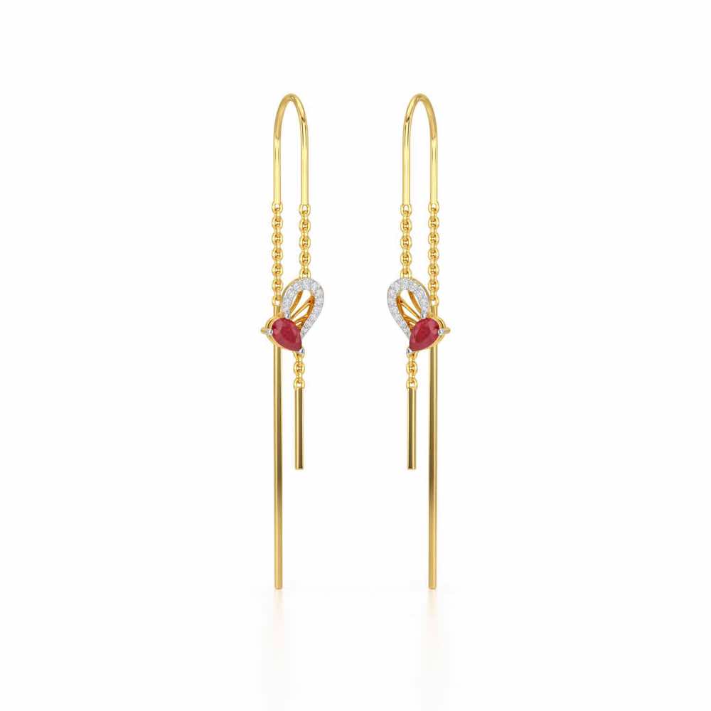 Wonder Lobe Silver Dangler Earrings - Yellow Gold - Image 2