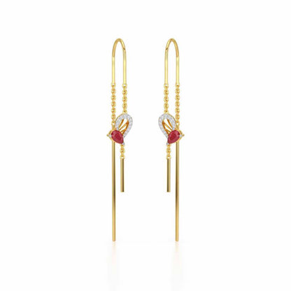 Wonder Lobe Silver Dangler Earrings - Yellow Gold - Image 2