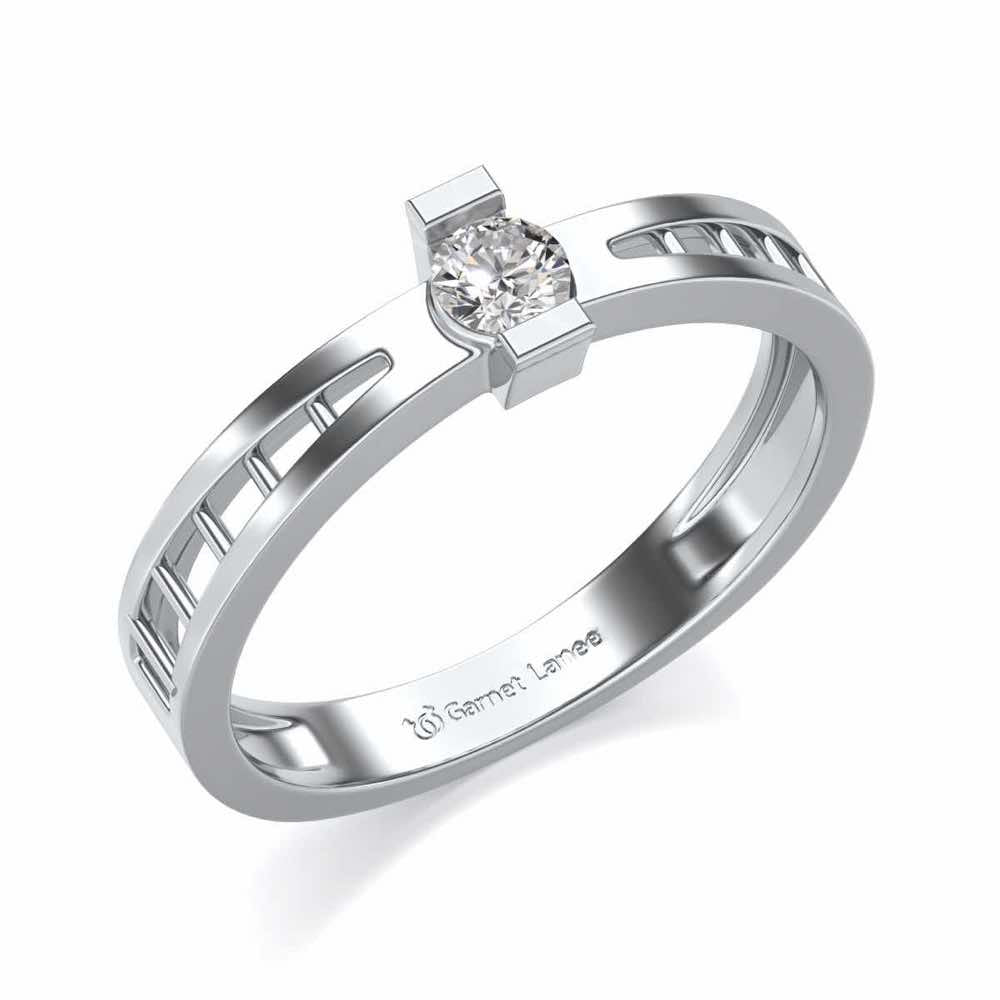 Wondrous Solitaire Silver Ring - White Gold - Image 1