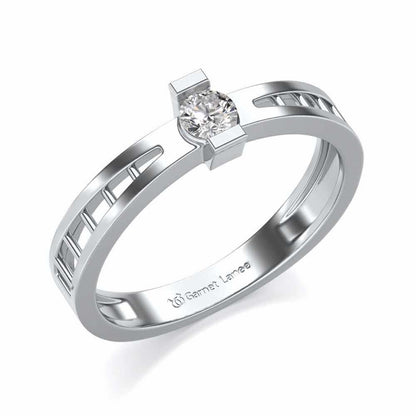 Wondrous Solitaire Silver Ring - White Gold - Image 1