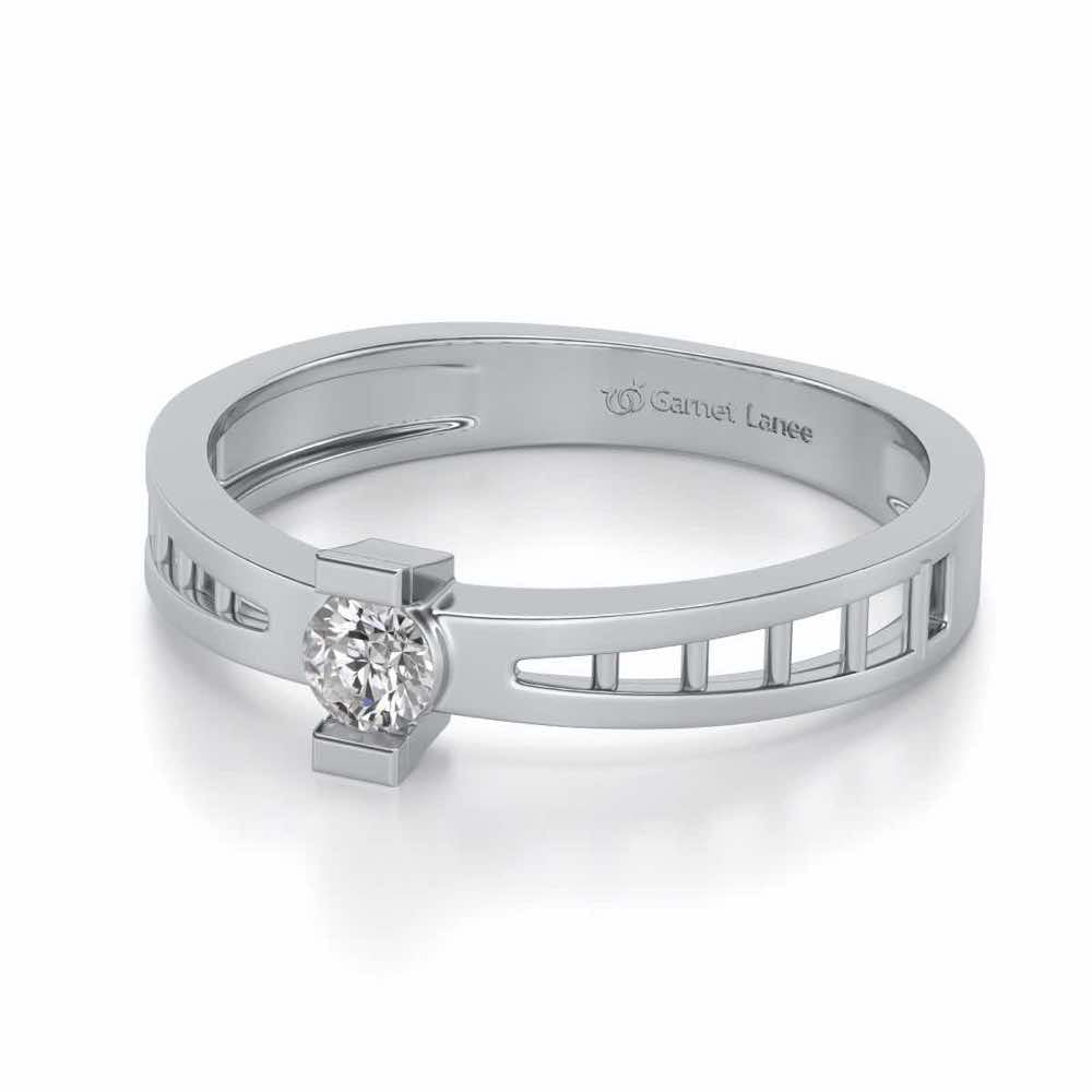 Wondrous Solitaire Silver Ring - White Gold - Image 2