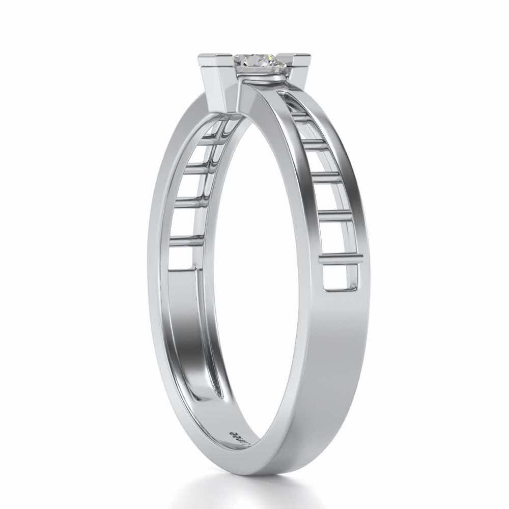 Wondrous Solitaire Silver Ring - White Gold - Image 3