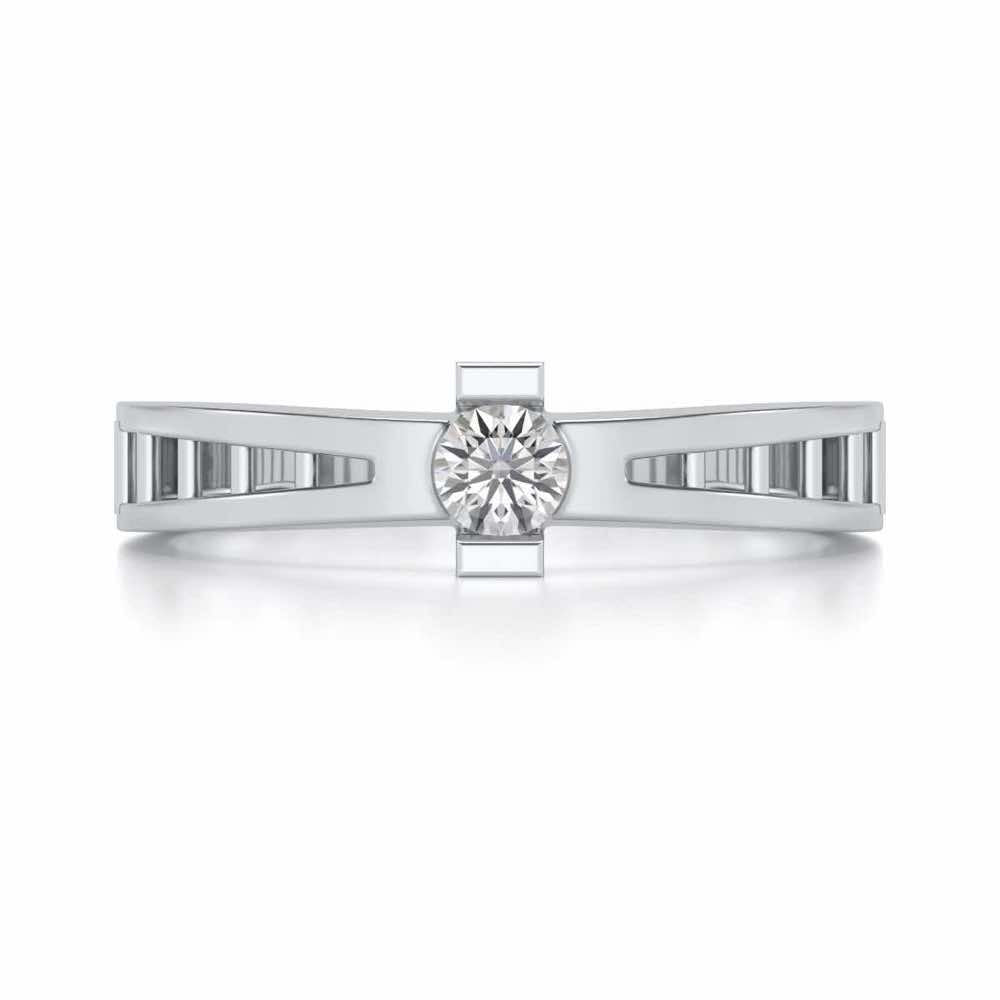 Wondrous Solitaire Silver Ring - White Gold - Image 4